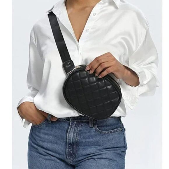 BELT Bag for Women Fanny Waist Pack Fashion Designer, Quilted Black Pu - Picture 1 of 9